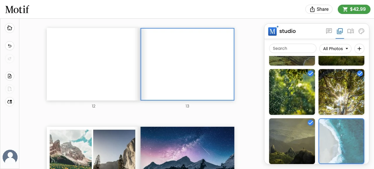 A photo dragged from the Photos tab held over a project page that highlights to accept it