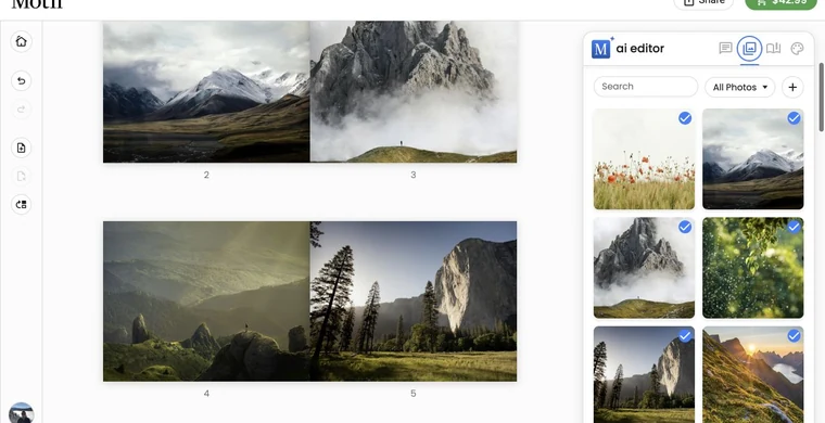 Two landscape pages shown together as an open photo-book spread